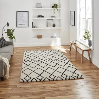 Knees Think Rugs Royal Nomadic A638 White/Black - 120 x 170 Rug
