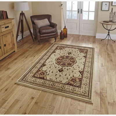 Knees Think Rugs Heritage 4400 Cream/Red  -  80cm x 140cm Rug