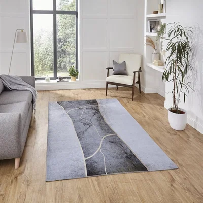 Knees Think Rugs Force K7280 Grey/Gold  -  120cm x 170cm Rug