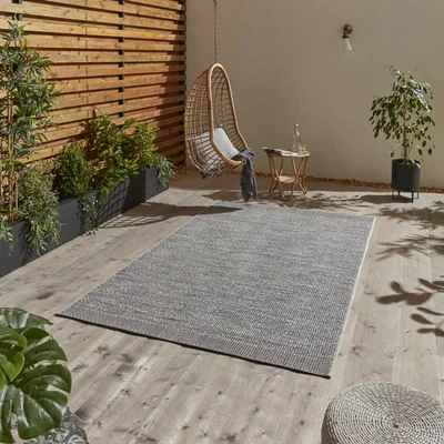 Knees Think Rugs Stitch 9682 Grey/Black  -  120cm x 170cm Rug