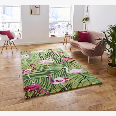 Knees Think Rugs Havana 2349 Green/Pink - 120 x 170 Rug