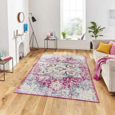 Knees Think Rugs Boston G0532 Fuschia/Blue  -  160cm x 220cm Rug