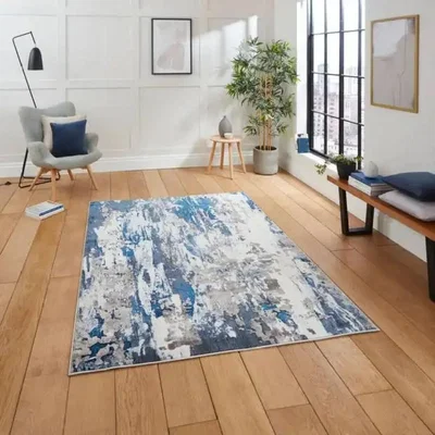 Knees Think Rugs Apollo GR580 Grey/Navy  -  120cm x 170cm Rug