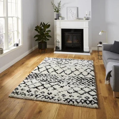 Knees Think Rugs Scandi Berber G272 White/Black  -  120cm x 170cm Rug