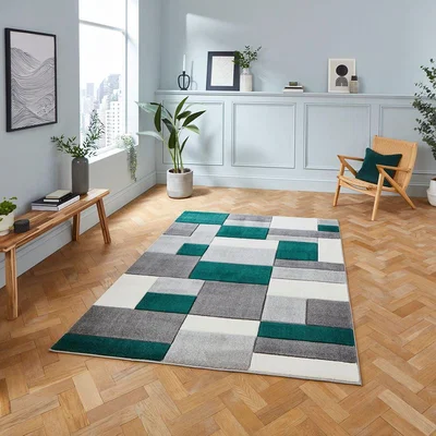 Knees Think Rugs Matrix MT61 Grey/Green - 080 x 150 Rug