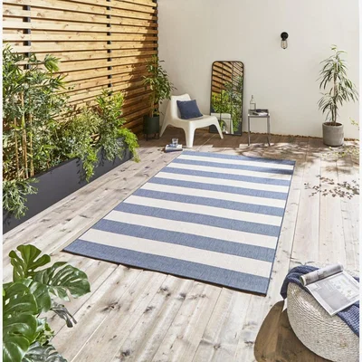 Knees Think Rugs Santa Monica 48644 Blue/Light Beige - 120 x 170 Rug