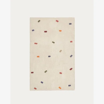 Kave Home Epifania rug, 100% white cotton with multicolour dots, 90 x 150 cm