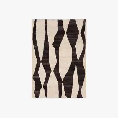 Kave Home Elvar white and brown wool rug, 160 x 230 cm
