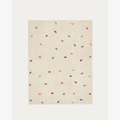 Kave Home Epifania rug, 100% white cotton with multicolour points, 150 x 200 cm