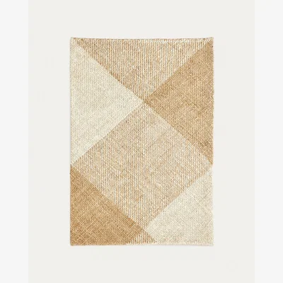 Kave Home Maelan jute & cotton check rug 160 x 230 cm