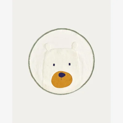 Kave Home Zelda round white cotton bear rug, Ø 100 cm