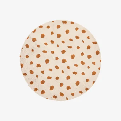 Kave Home Tandani beige cotton round rug with orange cheetah design Ø 100cm