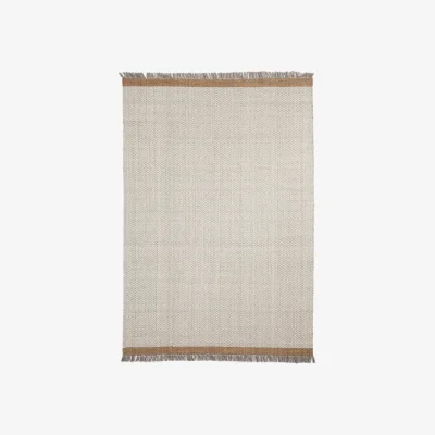 Kave Home Brina beige herringbone jacquard wool rug 300 x 200cm