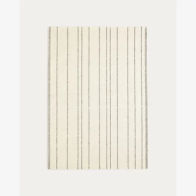 Kave Home Micol beige wool rug with black stripes 160 x 230 cm