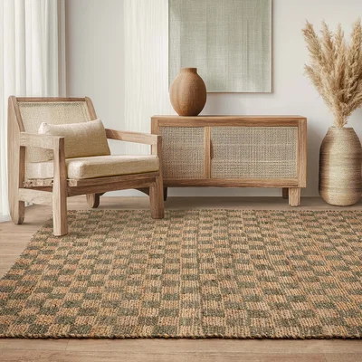 La Redoute Naturi Hand Woven Chequerboard Rug