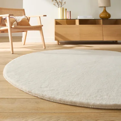 La Redoute Esmia Round Rug in Faux Fur