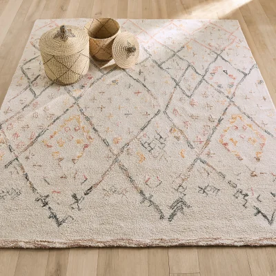 La Redoute Ashwin Berber Style Hand Tufted Square Wool Rug
