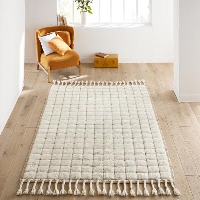 La Redoute Ladama Checkered Fringed Wool Rug