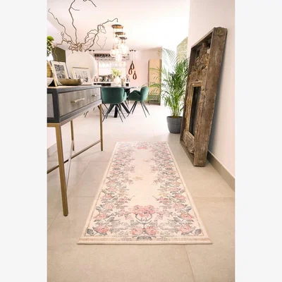 La Redoute Botanical Border Eco-Washable Runner Rug