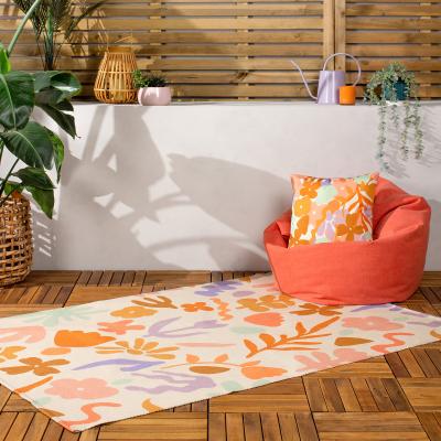La Redoute Abstract Floral Washable Digitally Printed Indoor/Outdoor Rug