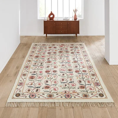 La Redoute Aristis Floral 100% Cotton Flat Woven Rug