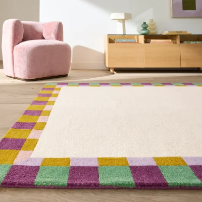 La Redoute Oban Chequered Border Wool Rug