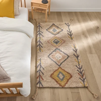 La Redoute Mirjana Berber Style Hand Knotted Wool Bedside Rug