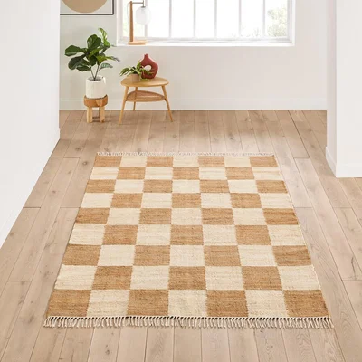 La Redoute Ionisa Checkerboard 78% Jute Rug