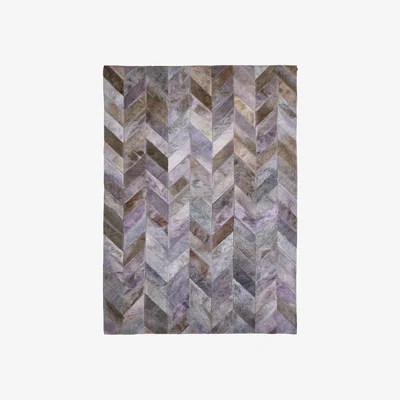 La Redoute Genuine Leather Rug in Light Grey Patchwork