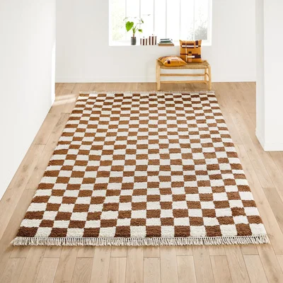 La Redoute Danito Fringed Checkerboard XL Rug