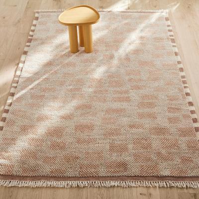 La Redoute Dalmia Checkerboard Wool & Cotton Hand-Knotted Rug
