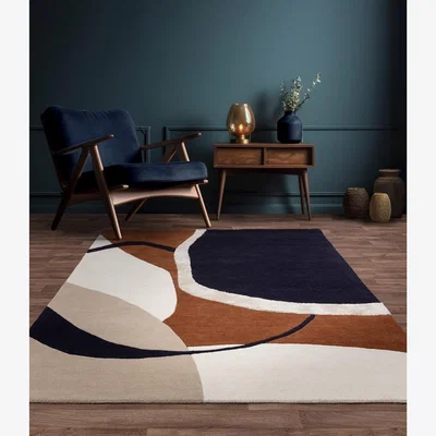 La Redoute Abstract Expressive Carved Shape Rug in 100% Wool