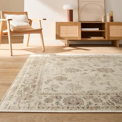La Redoute Diona Floral Print Used-Effect Vintage Rug