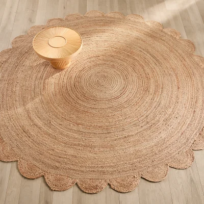 La Redoute Hempy 300cm Diameter Round Scalloped Jute Rug