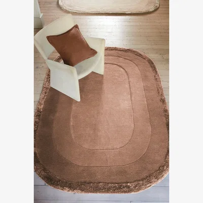 La Redoute Tonal Border Oval Shaped Rug