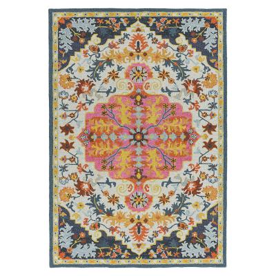 La Redoute Hand Tufted Multi Colour Medallion Rug in 100% Wool