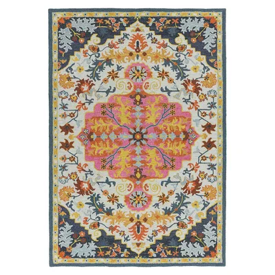 La Redoute Hand Tufted Multi Colour Medallion Rug in 100% Wool