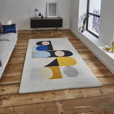 La Redoute Inaluxe Jazz Flute Colour Block Geometric Patterned Rug in 100% Wool