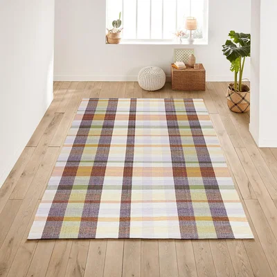 La Redoute Palmilla Checked 100% Recycled Cotton Flat Woven Rug
