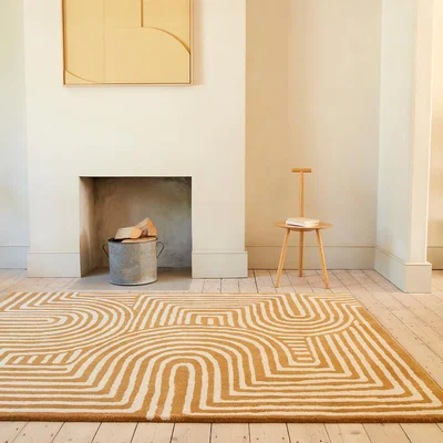 La Redoute Curve Abstract Rug in 100% Wool
