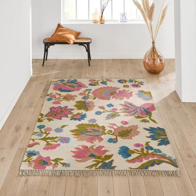 La Redoute Irène Floral Wool & Cotton Flat Woven Rug