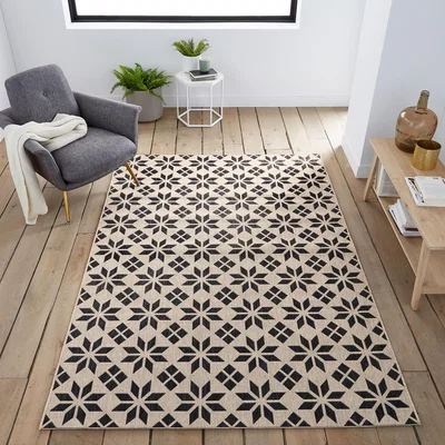 La Redoute Iswik Cement Tile Indoor/Outdoor Flatwoven Rug