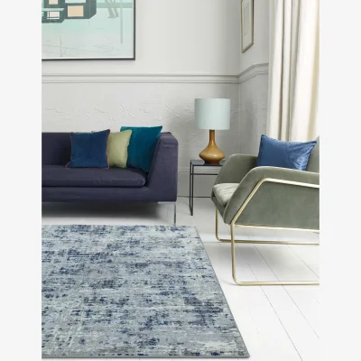 Marks & Spencer Asiatic Orion Abstract Metallic Rug - MED - Blue, Blue