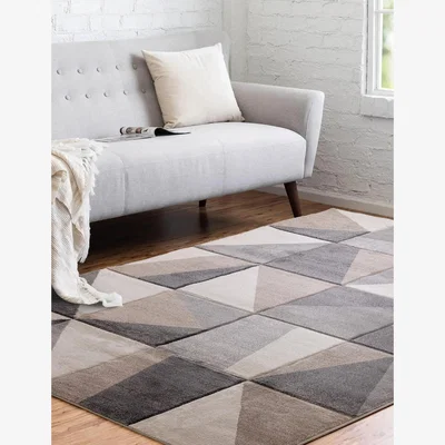 Marks & Spencer Asiatic Carved Triangles Rug - Taupe, Taupe