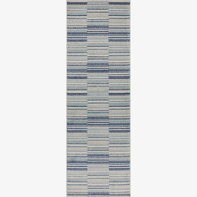 Marks & Spencer Asiatic Muse Stripe Flatweave Rug - Small - Blue, Blue