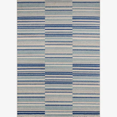 Marks & Spencer Asiatic Muse Stripe Flatweave Rug - MED - Blue, Blue