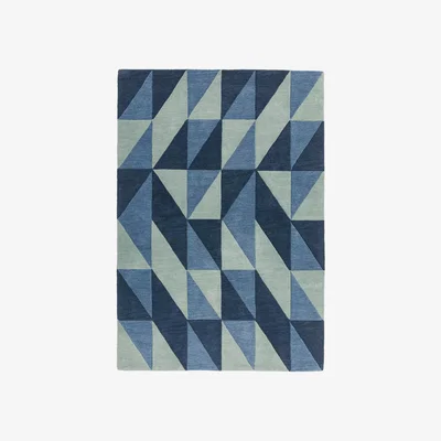 Marks & Spencer Asiatic Reef Flag Blue Pure Wool Rug - S - Blue Mix, Blue Mix