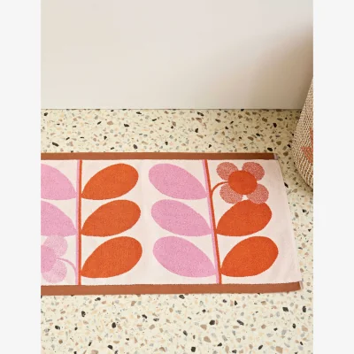 Marks & Spencer Orla Kiely Pure Cotton Stem Bloom Duo Bath Mat Pink Mix