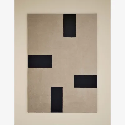 Marks & Spencer M&S X Kelly Hoppen Pure Wool Dash Geometric Rug Taupe Mix
