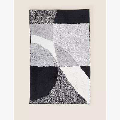 Marks & Spencer M&S Pure Cotton Geometric Bath Mat - Black Mix, Black Mix
